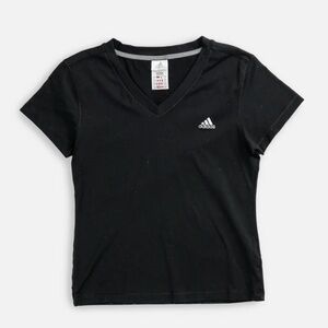 Adidas Black V-Neck Tee with Logo‎